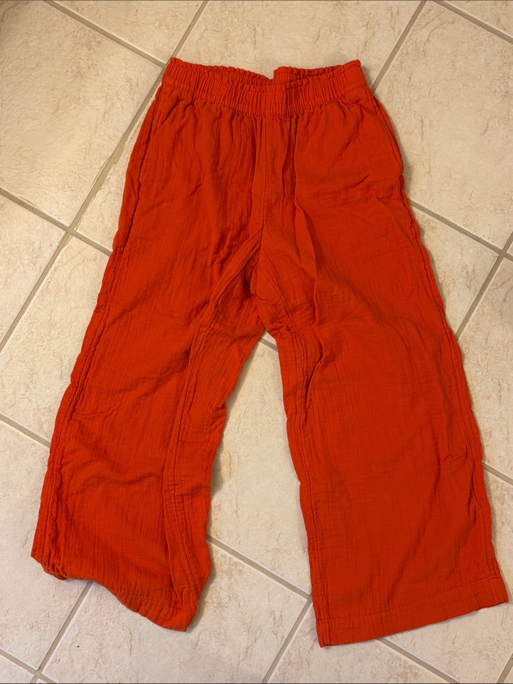 Old Navy Women's Orange Cropped Wide-Leg Gauze Pants